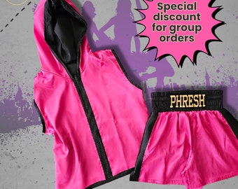 Customized Set of boxing shorts and vests for cheerleading squads, hip-hop dance groups, and fighting teams