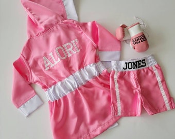 Last-Minute Halloween Baby Boxing Costume - Personalized Robe, Shorts, and Mini Prop Gloves