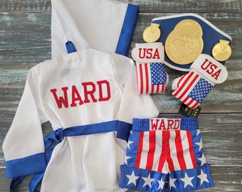 American Pride Baby Boxing Set - Personalisierte Robe, Shorts und Handschuhe!