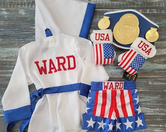 Personalized Baby Boxing Set: Robe, Shorts, and Gloves