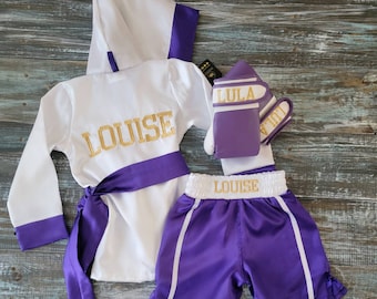 Ultimate Baby Boxing Set: Personalized Robe, Shorts, and Wearable Gloves