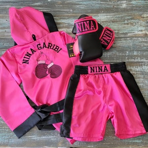 Personalized Adult Boxing Attire: Robe, Shorts, and Gloves for True Fighters