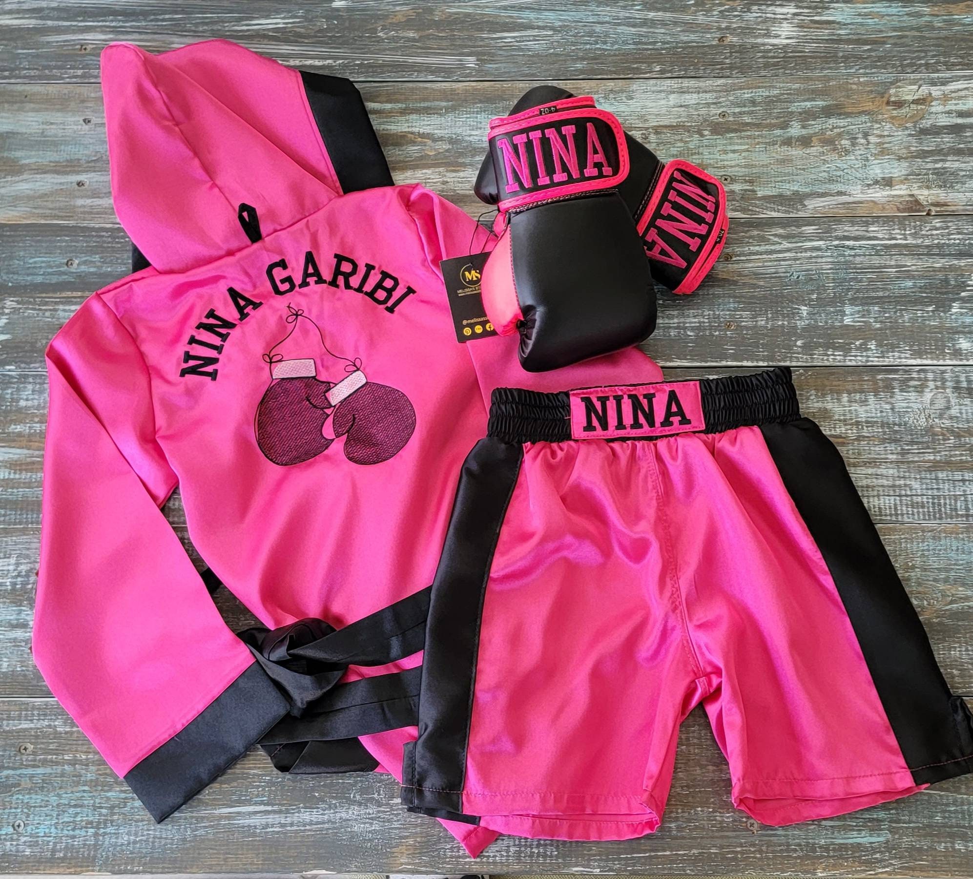 Personalized Adult Boxing Attire: Robe, Shorts, and Gloves for True  Fighters 