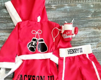 Knockout Baby Boxing Set: Newborn Robe and Champ Prop Boxing Golves