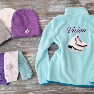 Personalized Ice Skating Jacket for Girls + Beanies and Leg Warmers matching set