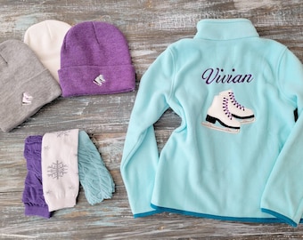 Personalized Ice Skating Jacket for Girls + Beanies and Leg Warmers matching set