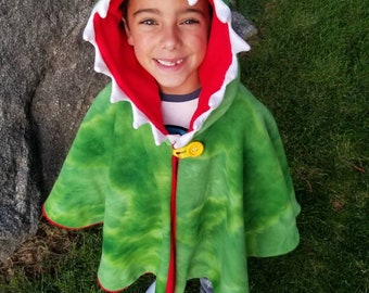 Dinosaur cape, Dinosaur winter coat, dinosaur poncho, dress up, halloween costume, cover up