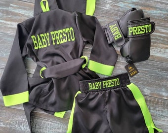 Personalized Baby Boxing Set: Robe, Shorts, and Gloves
