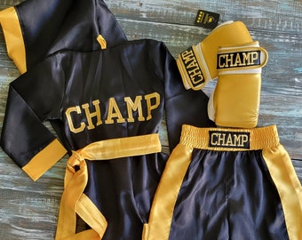 Champion Baby Boxing Set: Ready-to-Ship ROBE + Personalized Shorts & Gloves with 'CHAMP'