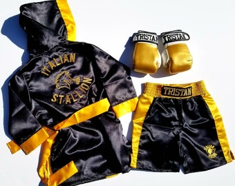 Personalized Baby Boxing Set: Robe, Shorts, and Gloves