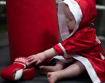 Kids Boxing Halloween Costume – Personalized Baby Outfit – Custom Champion Robe & Gloves | Individual Pieces or Combo