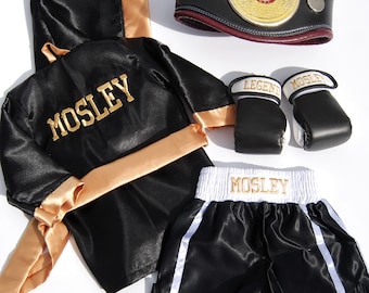 Ultimate Baby Boxing Set: Personalized Robe, Shorts, and Wearable Gloves!