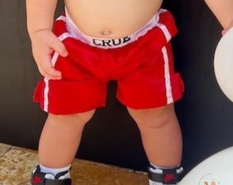 Personalized Baby Boxing Shorts | Custom Embroidered Infant Boxing Trunks | Baby Boxing Outfit | Newborn Gift | Baby Sports Gift