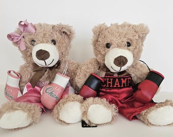 Baby Plush Bear with Boxing personalized shorts and mini gloves