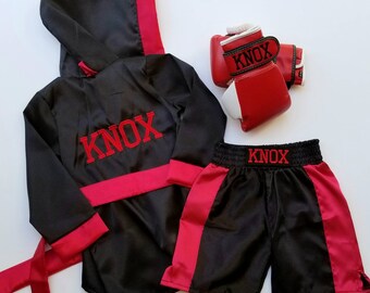 Dynamic Black & Red Boxing Special Set with Golden Personalization