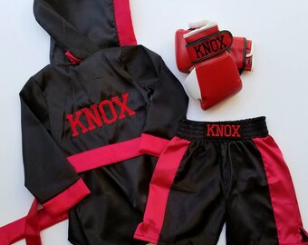 Dynamic Black & Red Boxing Special Set with Golden Personalization