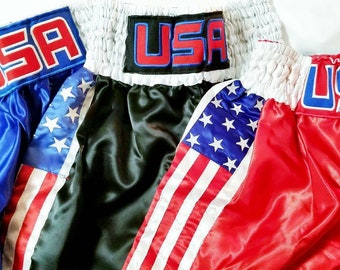 USA-Themed Boxing Trunks for Youth & Adults (Gloves Not Included)
