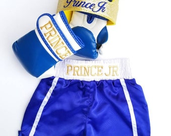 Ring Royalty Style: Baby Boxing Set with Personalized Gloves, Shorts, and Crown