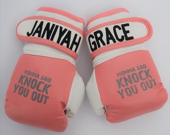 Momma/Daddy Knockout Personalized Baby Boxing Gloves