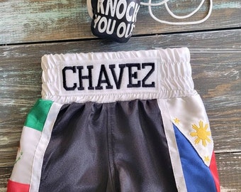 Baby Boxing Set - Personalized Gloves and Shorts: Philippines and Mexico Inspired