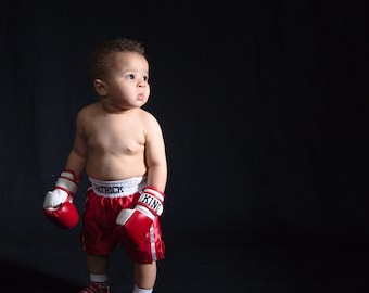 Tiny Champion: Personalized Baby Boxing Gloves and Shorts Set