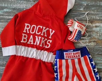 Newborn Boxing Champion Photo Outfit: Robe, Shorts, and Prop Gloves