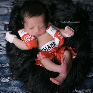 LIMITED-TIME SALE Adorable Baby Boxing Set for First Pictures: Personalized Shorts and Mini Gloves image 3