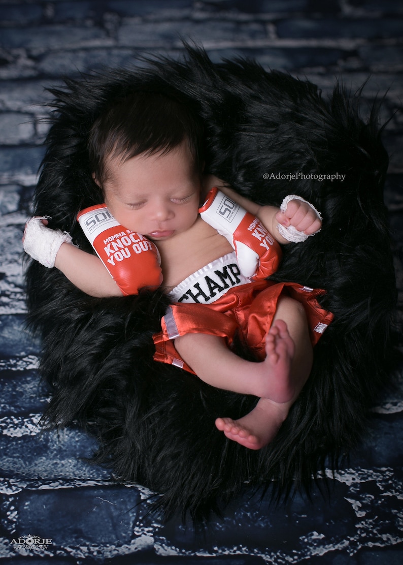 LIMITED-TIME SALE Adorable Baby Boxing Set for First Pictures: Personalized Shorts and Mini Gloves image 3