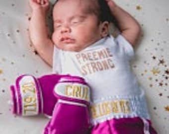 Newborn Knockout: Personalized Baby Boxing Gloves and Shorts Set
