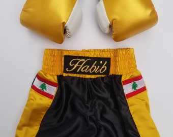 Little Champs Boxing Set: Personalized Gloves and Shorts with Your Country's Flag