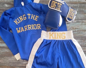 Personalized Boxing Outfit – Youth & Adult Pro Set with Robe, Shorts and Gloves