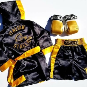 HALLOWEEN Baby Boxing Set with Personalized Robe, Shorts, and Wearable Gloves