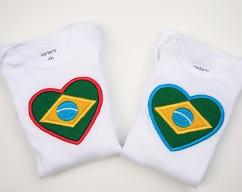 Brazilian flag baby bodysuit twins set/Body Bandeira do Brasil/ New Brazilian baby gift ideas