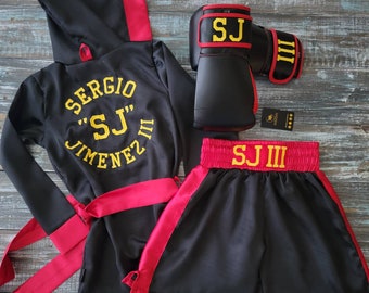 Youth Boxing Fighter Set: Robe, Shorts, and Gloves