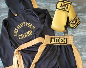Youth Champion Fighter Set: Robe, Shorts, and Gloves - Complete Boxing Kit