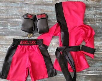 Exciting New Colors! Personalized Baby Boxing Set: Robe, Shorts, and Wearable Gloves