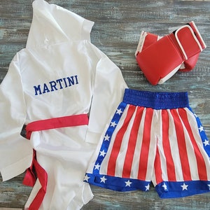 Halloween Knockout: Personalized Adult Boxing Robe, Shorts & Gloves Set