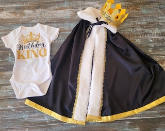 Baby King cape + T-shirt and crown set, Baby Prince