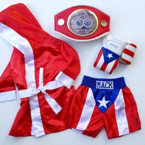 Puerto Rico Baby Boxing Set - Personalized ROBE, Custom Shorts, and Wearable Gloves