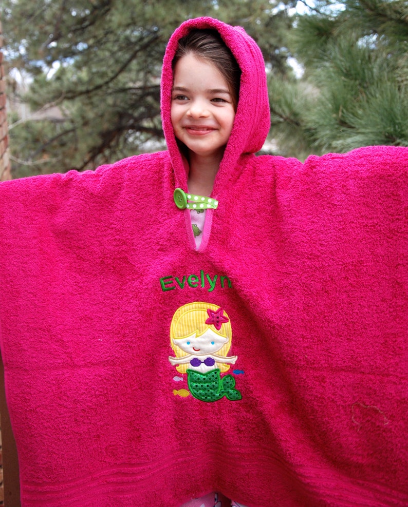 Mermaid Poncho Towel Girls Hooded Towel Bath Towel Cover Etsy