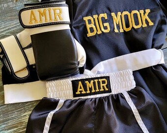 Baby Halloween Boxing Set: Personalized Robe, Shorts, and Wearable Gloves