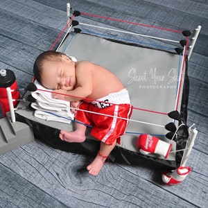 LIMITED-TIME SALE Adorable Baby Boxing Set for First Pictures: Personalized Shorts and Mini Gloves image 1