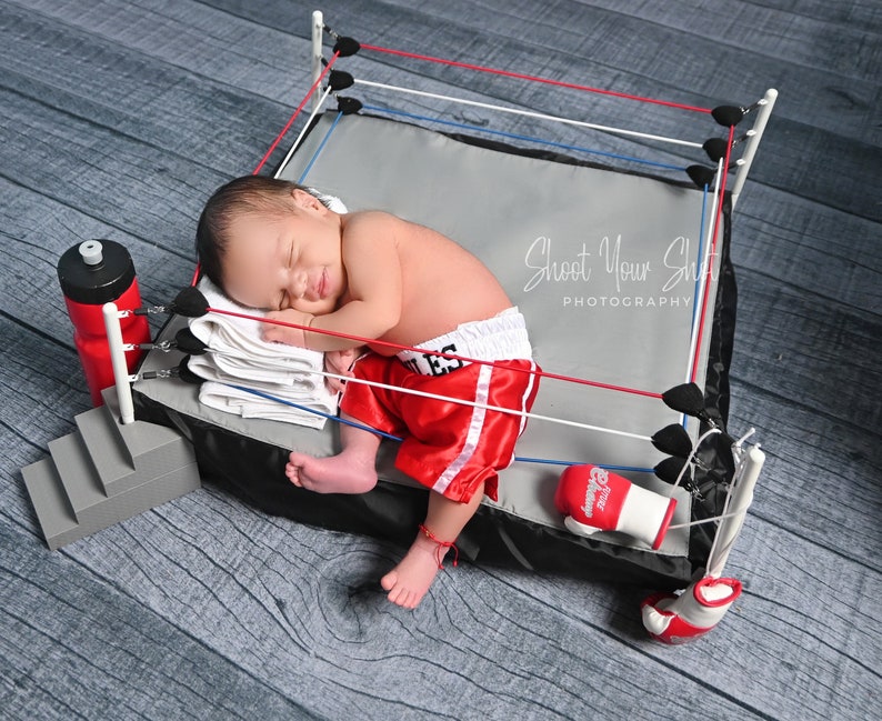 LIMITED-TIME SALE Adorable Baby Boxing Set for First Pictures: Personalized Shorts and Mini Gloves image 1