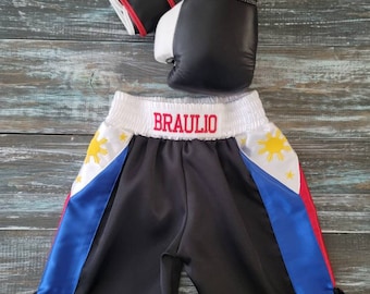 Kids Phillipines boxing trunks and gloves Personalized