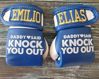 Daddy Knockout Baby Personalized Boxing Gloves