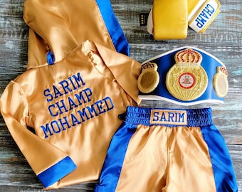 First Birthday Boxing set ROBE Personalized+shorts personalized and wearable gloves personalized