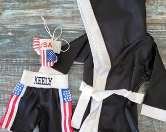 Newborn Boxing Robe Set with Gloves - Baby Boxer Photo Outfit & Props - Preemie Size Available