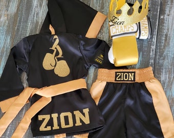 Baby Boxer's Personalized Boxing Set: A Knockout Cancer Awareness Outfit!