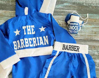 Tiny Fighter's Debut: Personalized Newborn Boxing Robe and Prop Boxing Gloves