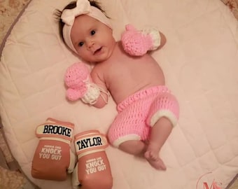Personalized Baby Boxing Gloves | Momma Said Knock You Out | Infant & Toddler Sizes | Wearable